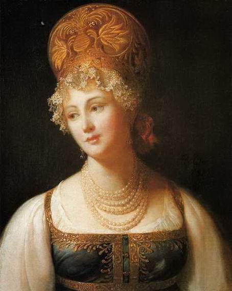 П. Барбье. Портрет молодой женщины в русском сарафане, 1817 год